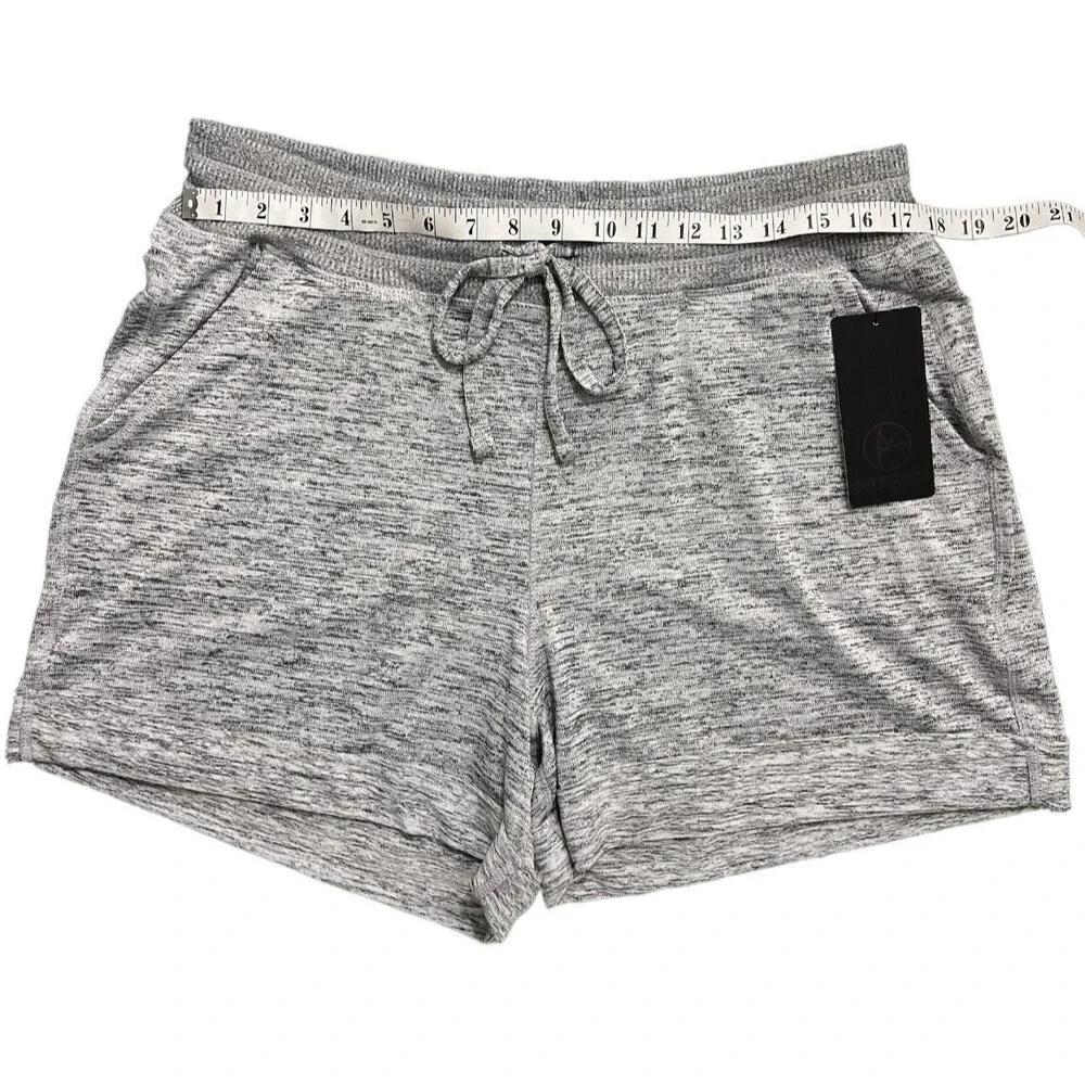 90 Degree Women's Soft Comfy Lounge Shorts w/ Pockets Plus Size 1X Heather Gray